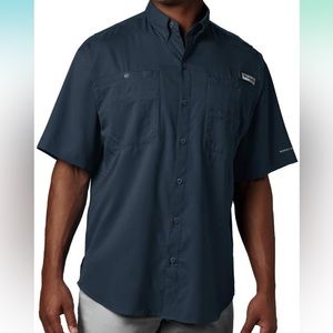 Columbia Fishing PFG Navy Shirt men size Large EUC